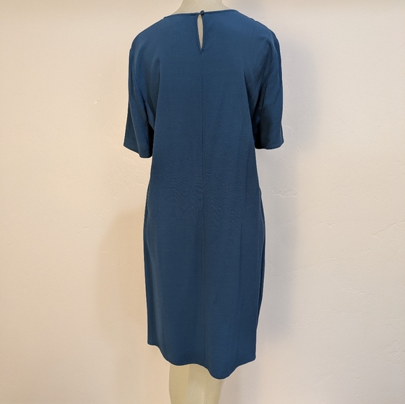 Eileen Fisher Blue crepe Shift Dress - Picture 3 of 10